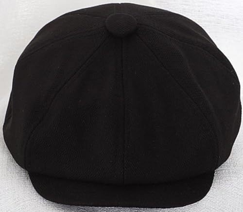Kids-Boys-Cotton-Newsboy-Cap - Classic Flat Beret Cabbie Hat for Toddler Girls 4-9 Years Old - color: Black