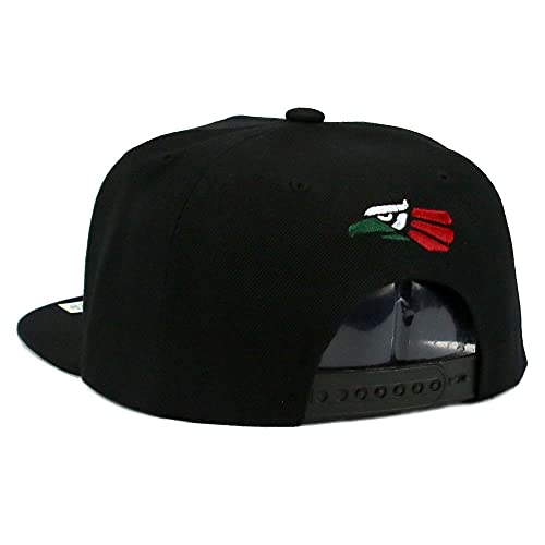 Mexican Mexico Hat Hecho En Mexico Eagle Aguila Snapback Flat Bill Baseball Cap - color: Black-flag Eagle