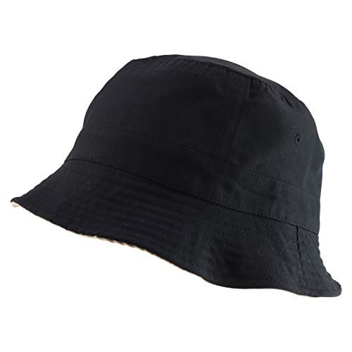 Armycrew Big Size Oversized Microfiber Reversible Bucket Hat - color: Black Khaki, size: X-Large-XX-Large