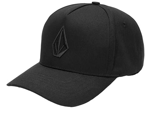 Volcom Men's Embossed Stone Adjustable Hat – 5 Panel Flexfit Snapback Cap with 3D Stone Embroidery - color: Black
