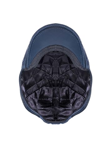 Genuine Sheepskin Leather 6 Panel Ivy Caps, Newsboy Cap, Men's - color: Dark Blue