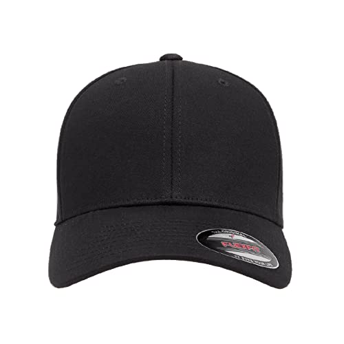 Flexfit 5001 Standard Cotton Twill 6-Panel Fitted Baseball Cap - color: Black, size: Small-Medium