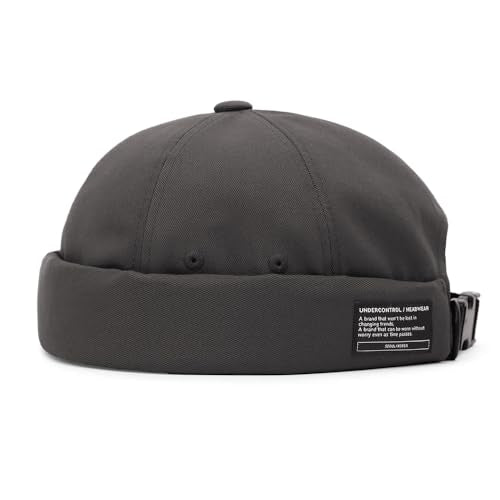 UNDERCONTROL Brimless Sailor Fisherman Leon Hat No Visor Miki Skull Docker Beanie Trawler Tactical Ring Cap for Men & Women - color: Charcoal
