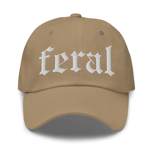 NX Feral Embroidered Curved Bill Cap Relaxed Fit Low Crown Adjustable Dad Hat - color: Khaki