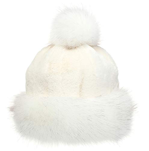 LA CARRIE Women's Hat Russian Cossack Pompom Cap for Winter Ski Snow - color: White