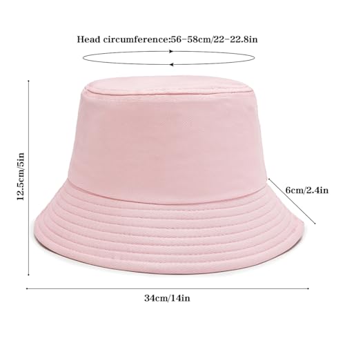 Bucket Hat Beach Sun Hat Fishing Hat for Women Men, Summer Outdoor Travel Packable Fisherman Hat - color: Pink