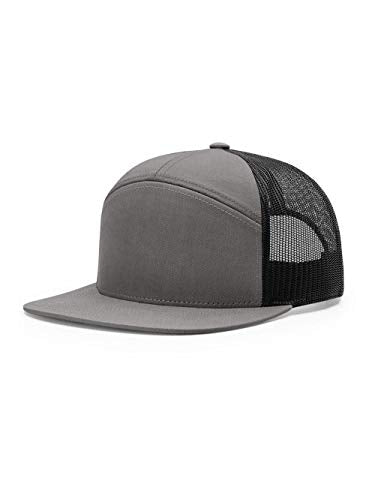 Seven-Panel Trucker Richardson Leather Patch Cap - color: Charcoal/ Black, size: One Size