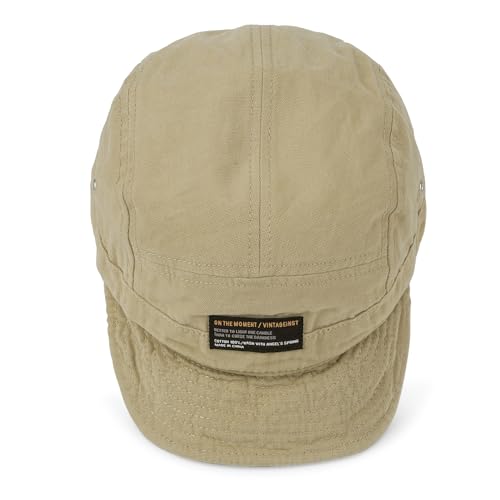 Clakllie Retro 5 Panel Short Brim Cap Casual Baseball Caps Dad Hat Flat Bill Snapback Fitted Caps Trucker Hat Short Cadet Cap - color: S-dy09-khaki