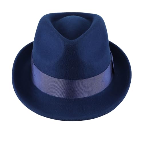 Home Prefer Men's Wool Felt Winter Hat Short Brim Fedora Hat - color: Royal Blue, size: 7 1/8