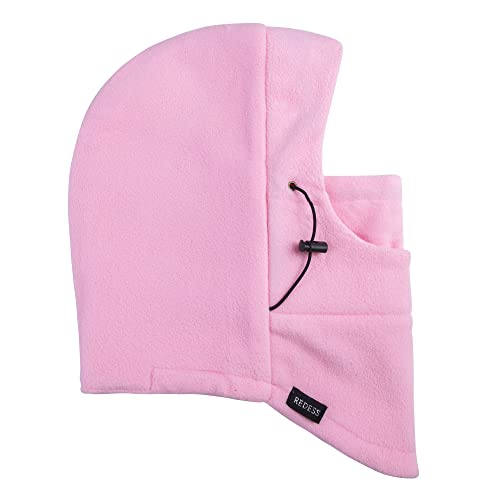 REDESS Winter Windproof Hat, Unisex Children Heavyweight Balaclava, Ski Mask with Thick Warm Fleece Face Cover - color: Pink