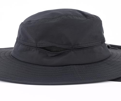 Connectyle Wide Brim Sun Hat for Men Women UPF 50+ Breathable Fishing Hat with Neck Flap Outdoor Hiking Safari Bucket Hats - color: Black