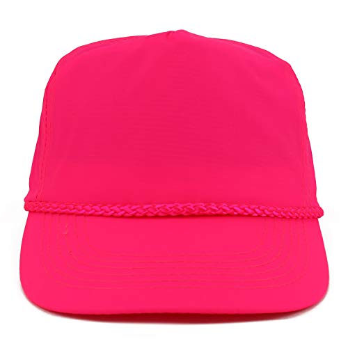 Armycrew 5 Panel Neon Color Nylon Crinkle Cap with Rope Band - color: Neon Pink