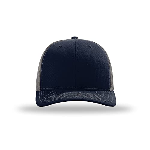 Richardson 112 Classic Six-Panel Adjustable Snapback Trucker Cap - color: Navy/Charcoal