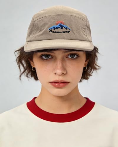 CLAPE Quick Dry 5 Panel Hat, Moisture-Wicking Water-Resistant Flat Brim Cap - color: Dfb3-khaki