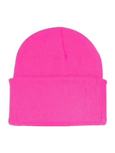 Century Star Kids Slouchy Beanie Halloween Costume Hat Winter Knit Cuff Toddler Boys Girls - color: Hot Pink