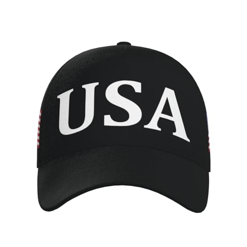 American Flag Baseball Caps Embroiderred USA Flag Patriotic Dad Hat Adjustable Trucker Hats for Men Women - color: Usa Flag Black 4