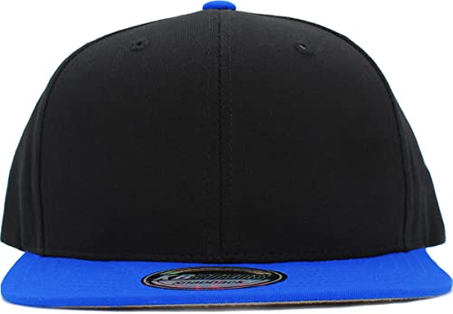 KBETHOS Classic Snapback Hat Blank Cap Underbrim Cotton Wool Blend Flat Visor Adjustable Unisex - color: Black Royal
