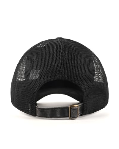 Zylioo XXL Trucker Hat for Big Heads, Washed Cotton Mesh Cap for Men Women - color: Black