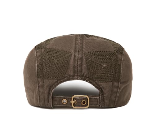 Quanhaigou Men's Cotton Flat Ivy Gatsby Newsboy Driving Hat Adjustable Irish Cabbie Ivy Driving Hunting Cap - color: Plaid Embroidered Black