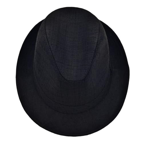 Men's 20s Trilby Fedora Short Brim Panama Hat Unisex Casual Jazz Cap - color: Black, size: Large-X-Large