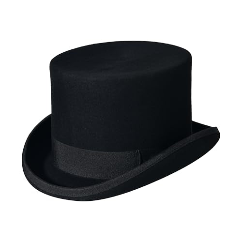 Wool Top Hat for Men Women Topper Hat Mens Tall Tophat Christmas Costume - color: C-black, size: X-Large