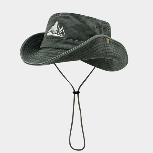 Sun Bucket Hat for Men Women Fishing Beach Safari Trendy Cotton Cowboy Cap for Golf Hiking Hunting Outdoor Boonie - color: Mountain Army Green