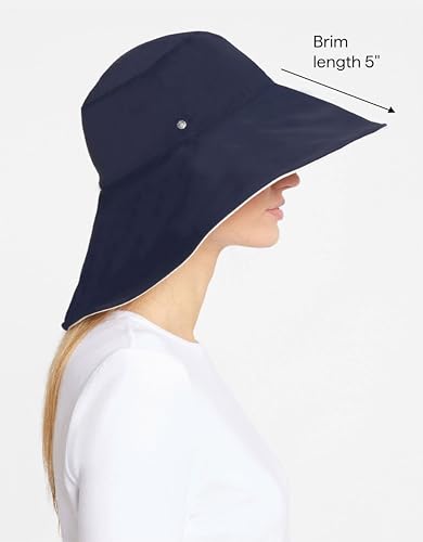 Solbari Women's Ultra Wide Brim Hat UPF 50+ - color: Navy / Beige, size: Small-Medium