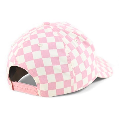 Trendy Apparel Shop Structured 5 Panel Checkered Print Baseball Cap - color: Pink