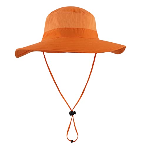 Home Prefer Outdoor UPF50+ Mesh Sun Hat Wide Brim Fishing Hat with Neck Flap Sun Hat for Men Women - color: Orange