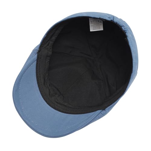 ZLYC Men Cotton Flat Cap Summer Scally Newsboy Beret Driver Hat - color: Plain Blue