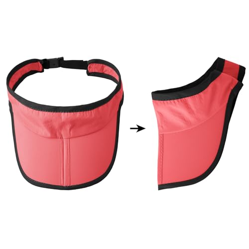 Jastore Kids Girls Boys Packable Hat Sun Visor Hats Quick Dry Sports Summer Golf Visor Hat - color: Hot Pink