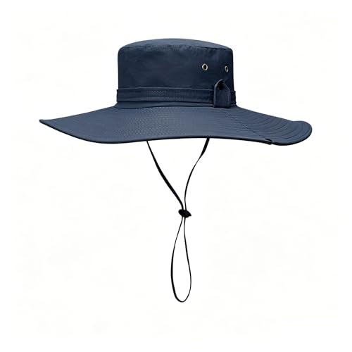 Sun Fishing Hat for Men UPF 50+ Wide Brim Boonie Hats for Summer - color: Navy Blue