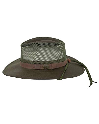 Outback Trading Company Unisex 1472 Kodiak with Mesh Sun-Protective Waterproof Breathable Outdoor Cotton Oilskin Hat - color: Sage, size: Medium
