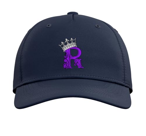Purple Color Letter R Initial + Crown Purple Graphic Adjustable Baseball Hat - color: Navy Blue