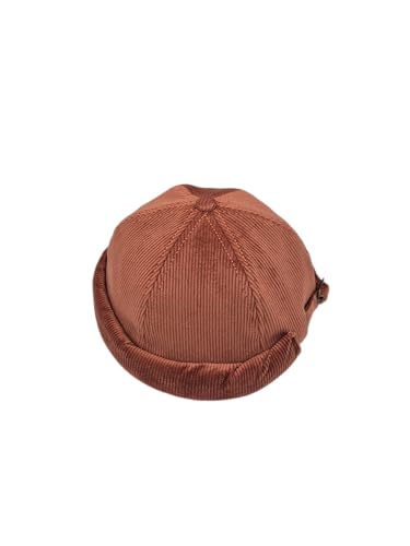 Fits Y’All Corduroy Docker Cap: Adjustable, Brimless Cuffed Beanie Hat, Skullcap, Vintage Style for Men, Women & Unisex - color: Rust Brown