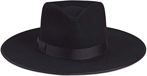 Lack of Color Rancher – 100% Australian Wool Fedora Hat for Women, Wide Brim Structured Design, UPF 50+ Protection - color: Noir, size: Small