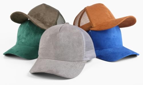 Suede Mesh Back Baseball Caps for Men Women Trendy Trucker Hats Dad Hat Sports Hat Breathable Snapback Hats 2025 - color: Olive