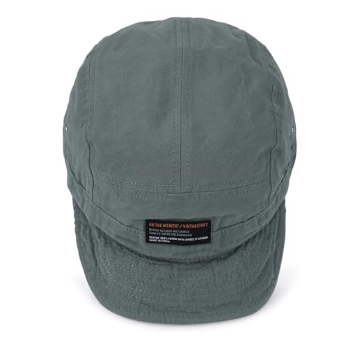 Clakllie Retro 5 Panel Short Brim Cap Casual Baseball Caps Dad Hat Flat Bill Snapback Fitted Caps Trucker Hat Short Cadet Cap - color: S-dy09-gray
