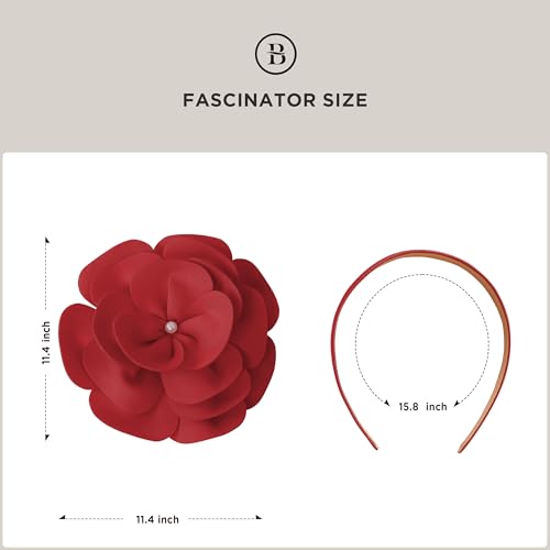 BABEYOND Fascinators Hats for Women Layered Flower Tea Party Derby Hats - color: Red
