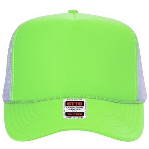 BROTHER TRUCKERS The World's Greatest Neon Colored Trucker Hat Blanks - Wholesale Bulk Unisex Snapback Hats - color: Neon Green/Neon Green/White