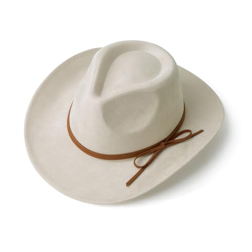 Suede Cowboy Hat for Women & Men Classic Western Hats - color: Beige