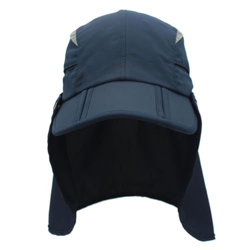 Connectyle Kids Sun Hat with Removable Neck Flap Outdoor Adventure Sun Cap for Boys Girls Foldable UPF 50+ Summer Beach Hat - color: Navy Blue