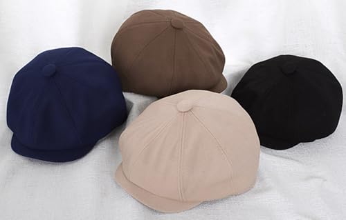 Kids-Boys-Cotton-Newsboy-Cap - Classic Flat Beret Cabbie Hat for Toddler Girls 4-9 Years Old - color: Beige