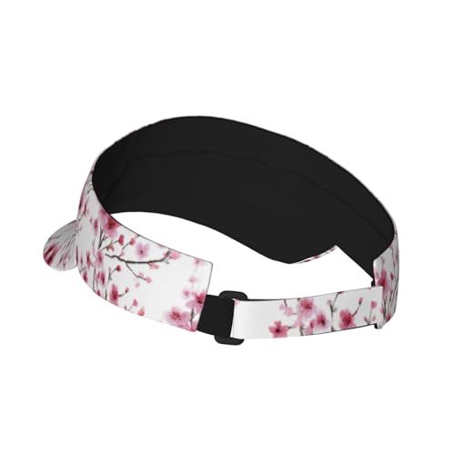 Sports Sun Visor Hat for Men Women, Adjustable Breathable Golf Tennis Cap - color: Pink Cherry Blossoms
