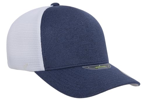 Flexfit Melange Unipanel Trucker Cap - color: Melange Navy/White, size: Small-Medium