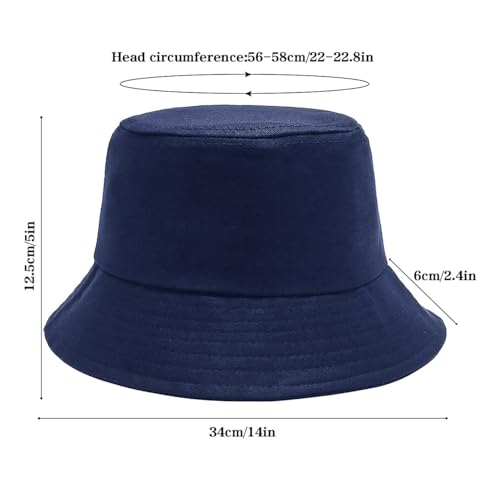 Bucket Hat Beach Sun Hat Fishing Hat for Women Men, Summer Outdoor Travel Packable Fisherman Hat - color: Navy