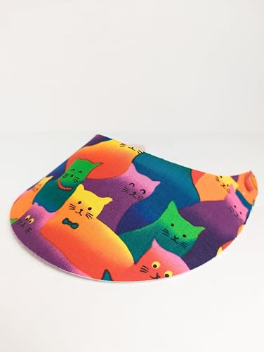 Pickleball - Tennis - Golf - School Fashion Fabric Foam Sun Visor for Women - Adjustable to Any Size Head - No Pressure and No Headache! | Design Cats Red