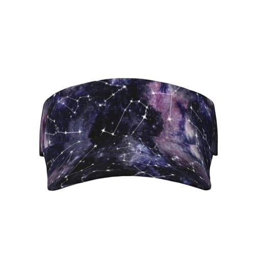 Sports Sun Visor Hats-Adjustable Visor Cap-for Women and Men-for Running, Tennis, Golf - color: Purple Black Star Pagan Galaxy Constellation
