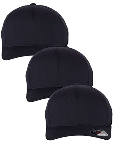 Structured Wool Baseball Cap with Stiff Peak by Nordic Training Gear - color: Dark Navy (3 Pack), size: Small-Medium