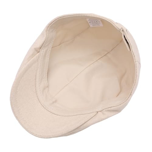 ZLYC Men Summer Flat Cap Scally Ivy Gatsby Newsboy Beret Driver Hat - color: Solid Pale Beige